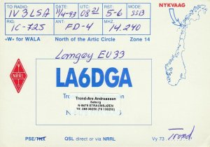 7186 Amateur QSL Card NYKVAAG ARTIC CIRCLE Radio-