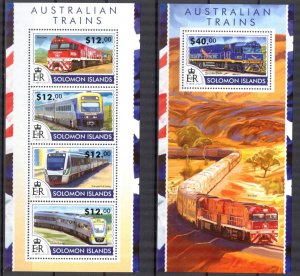 Solomon Islands 2015 Australian Trains sheet + S/S MNH