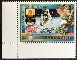 Aitutaki #435 MNH Corner Single Moon Landing Anniversary SCV $3.00 L37