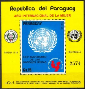 Paraguay 1975 30 Years of United Nations UNO S/S MNH