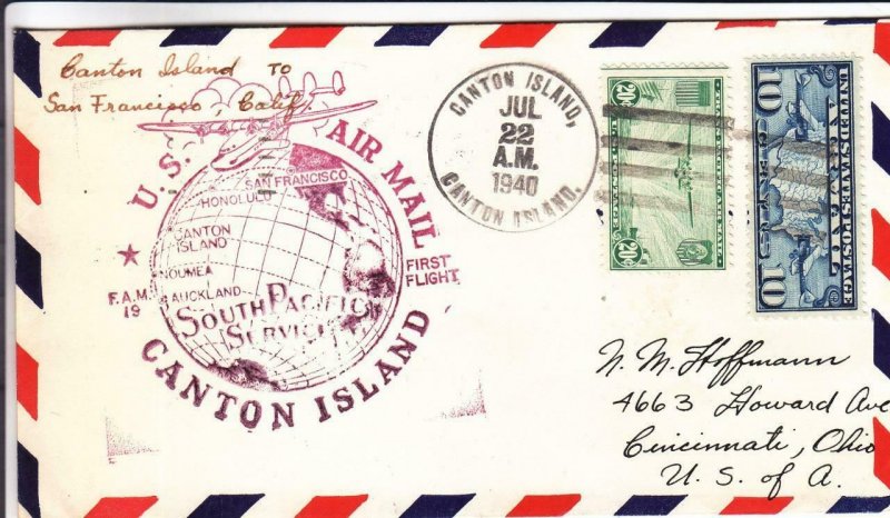 1940, 1st Flt.,F19-6, Canton Island to San Francisco, CA, See Remark (32740)