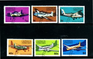 GRENADA GRENADINES #182-187  1976  AIRPLANES    MINT  VF NH  O.G  CTO