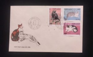 C) 1990. VIET NAM. FDC. MULTIPLE CAT STAMPS. XF