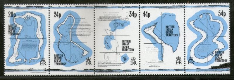 British Indian Ocean Territory 1994 Maps Charts Sc 147 Strip of 5 MNH # 5999