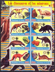 Congo 2004 Dinosaurs Minerals (II) Rotary Club Scouting Scouts Sheet MNH