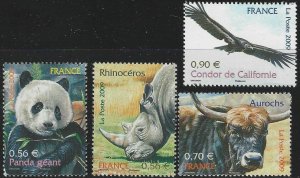 France-Scott #3686-3689, Endangered Animals, MNH, CV $7.70
