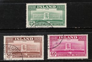 1938 Iceland / Island Sc #209-11 / University architecture Used stamp set cv$48+