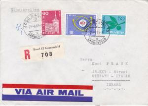 Switzerland 1965 50c  Europa on Registered Air Mail Cover To Israel.