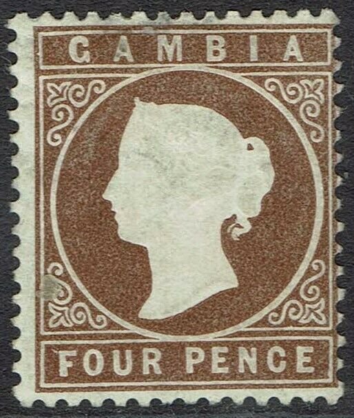 GAMBIA 1880 QV CAMEO 4D WMK CROWN CC UPRIGHT 