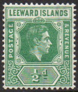 Leeward Islands 1938 ½d emerald MH