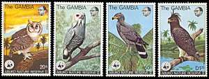 Gambia 381-384, MNH, Birds of Abuko Nature Reserve, World Wildlife Fund