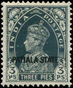 India  - Patiala SC# 80 SG# 80 George VI MH