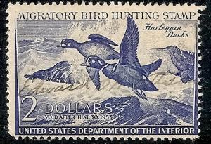 US RW 19 Used 1952 Duck Stamp-Harlequin Ducks