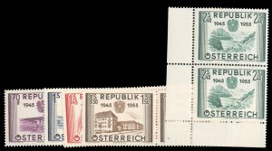 Austria #599-603 Cat$98.70, 1955 10th Anniversary of Liberation, complete set...