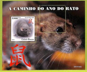 B0341 - GUINE-BISSAU - MISPERF ERROR Stamp Sheet - 2019 Chinese Year of the RAT-