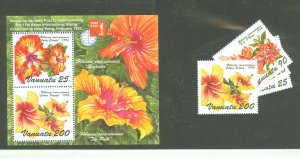 Vanuatu #689-692/692a  Single (Complete Set) (Flowers)