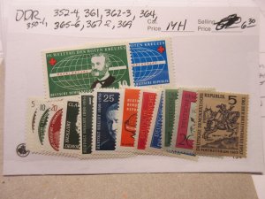 GERMANY DDR Scott 350-1, 352-4, 361, 362-3, 364, 365-6, 367-8, 369 MH Cat $6.30