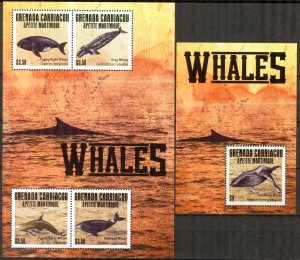 Grenada Carriacou & Petite Martinique 2013 Whales Sheet + S/S MNH