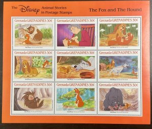 Grenada Grenadines Disney Fox and the Hound Sheet of 9   1988