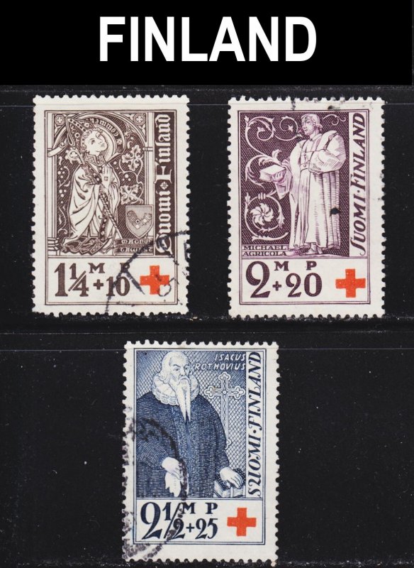 Finland Scott B12-14 complete set F to VF used. FREE...