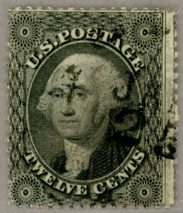 US Scott#36 1857 12c Washington, neat dated cancel