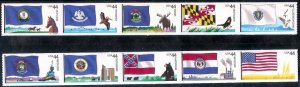 4293-4302, (2)strips of 5. Flags of Our Nation Set#3, 44 cent