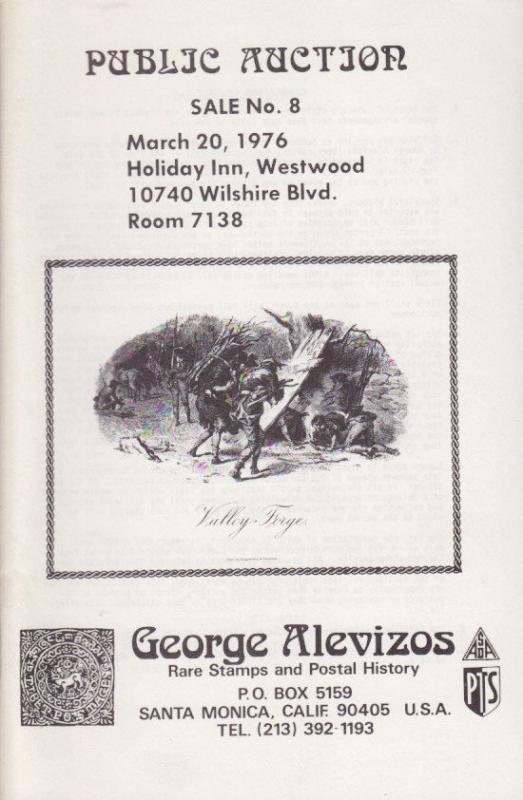 George Alevizos 1976 Auction Catalogue, Sale No. 8, US, Greece, Portugal