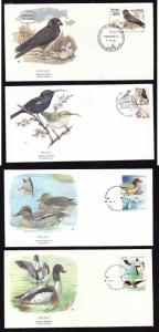 Flora & Fauna of the World #171-Birds-Ducks-Sunbird-Falcon-four different FDCs w