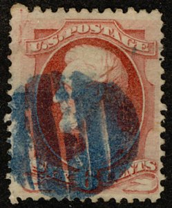 US #148 VF/XF, blue cancel, a super select stamp,  WONDERFUL COLOR with super...