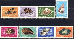 Romania 1966 Marine Life Shell Crab Sea Stamps Mi 2544-2551 