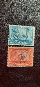 US Scott # R163-R164; Battleship Documentary; 2 used stamps; F/VF centering