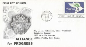 1963 FDC, #1234, 5c Alliance for Progress, Marg