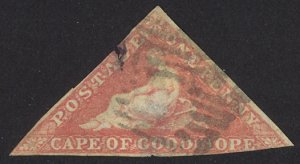 Cape of Good Hope Sc# 1 Used small tear UL 1853 1p brick red Hope Seated