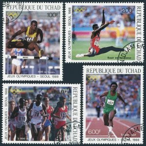 Chad C293-C296,C297,CTO.Michel 1166-1169,Bl.240. Olympics Seoul-1988.Athletics.