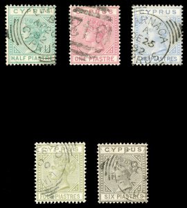 Cyprus 1881 QV complete set of five very fine used. SG 11-15. Sc 11-15.