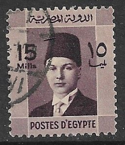 EGYPT 1937-44 15m King Farouk Portrait Issue Sc 214 VFU