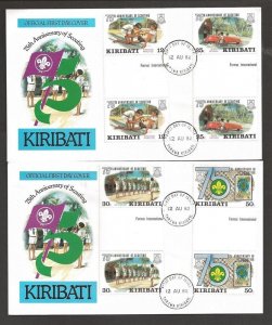 1982 Kiribati Boy Scouts 75th anniv gutter pair FDC