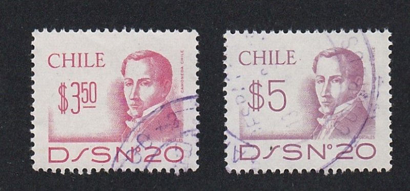 Chile # 544, 546, Diego Portales, Used