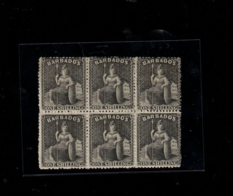 Barbados #42 (SG #61) Mint Fine - Very Fine Block Of Six Full Original Gum Hinge