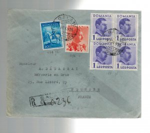 1935 Galatz Romania Registered Cover to France