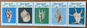 Marshall Islands #65-69 (69a) Mint Never Hinged Strip of 5 Sea Shells L37