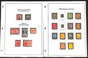 United States Stamp Collection on 6 Mystic Heritage Pages, Mint NH, 1925-1931
