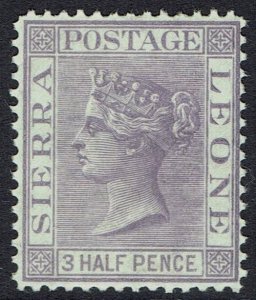 SIERRA LEONE 1876 QV 11/2D WMK CROWN CC PERF 14