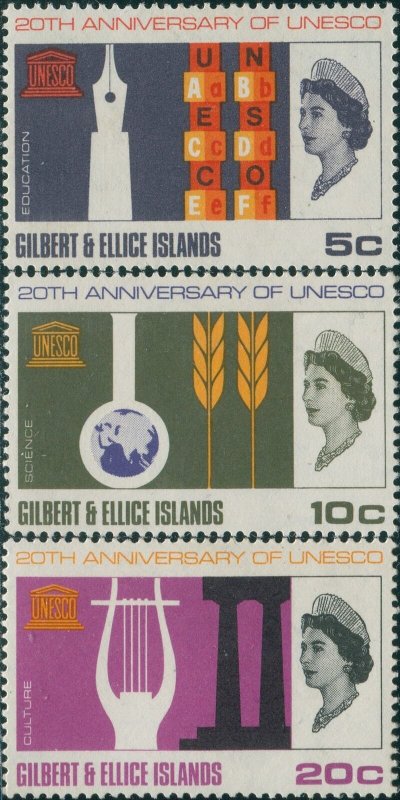 Gilbert & Ellice Islands 1966 SG129-131 UNESCO set MLH