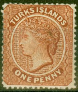 Turks & Caicos Is 1881 1d Brown-Red SG49 Fine Mtd Mint