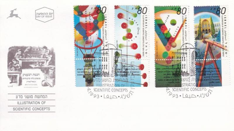 Israel # 1159-1162, Scientific Concepts, 1st Day Cover