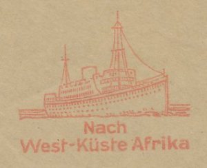 Meter cut Deutsches Reich / Germany 1934 Passenger ship - Liner - West coast Afr