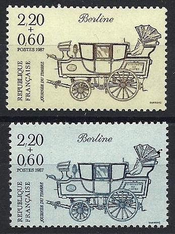 France #B590-91 Stamp Day 1987,Mail Carriages, NH Cat. $2.35