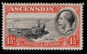 ASCENSION GV SG23, 1½d black & scarlet, NH MINT.