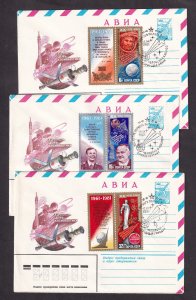 Russia USSR 1981 Space Cosmonautics Day Gagarin 3v FDC